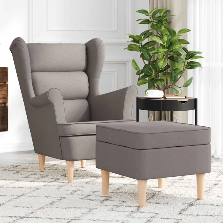 vidaXL Sessel mit Fußhocker Taupe Stoff 3307995
