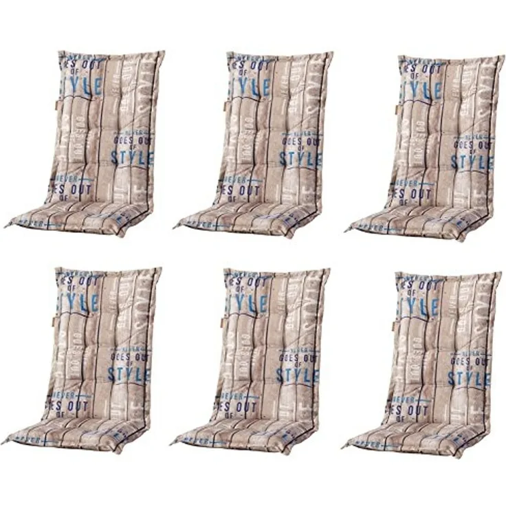 Madison 6x C306 Hochlehner Gartenstuhl Auflagen 8cm taupe gestreift