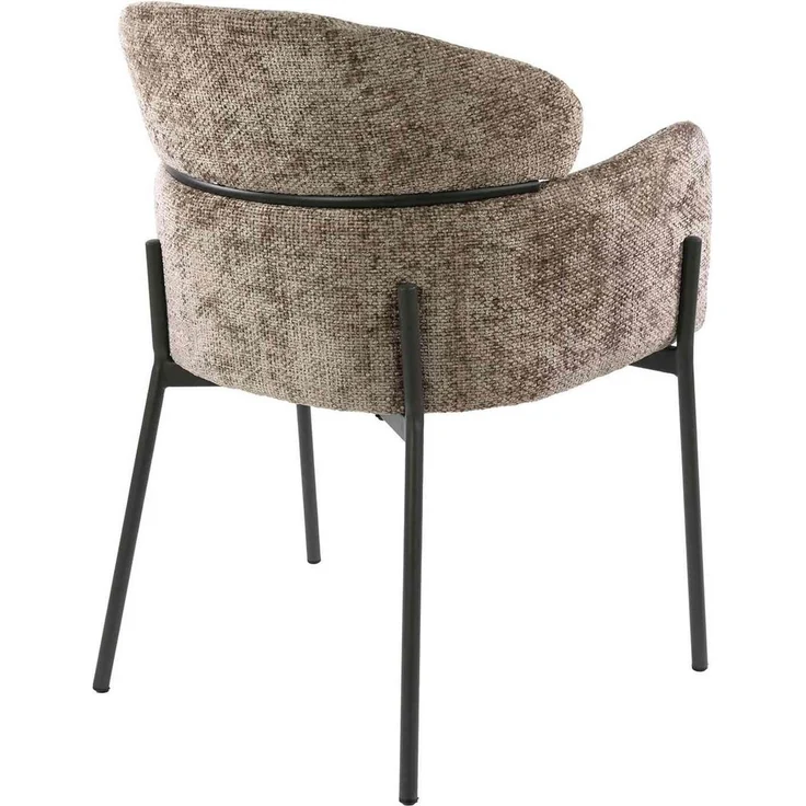 Armstuhl Vura 2er-Set mit Chenille-Bezug und Metallgestell, Champagne – Bild 6