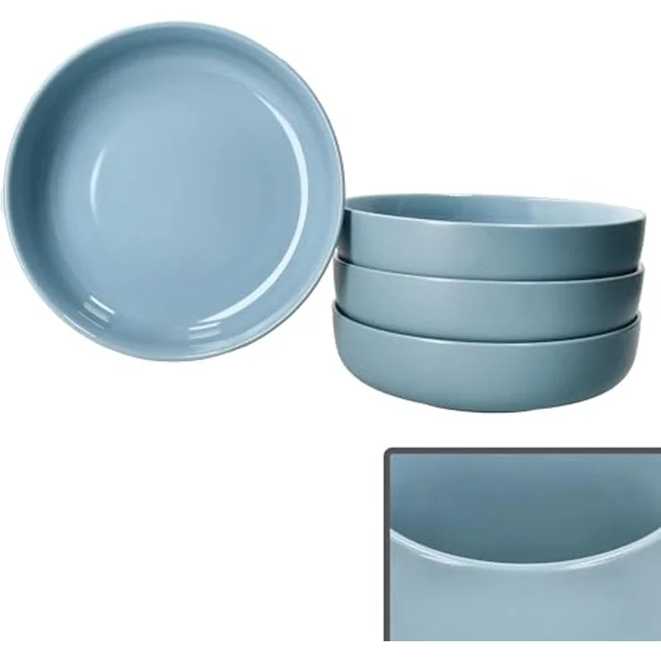Ritzenhoff & Breker Suppenteller Ritzenhoff 4x Jasper Suppenteller 610ml Graublau Steingut tiefe Teller – Bild 2