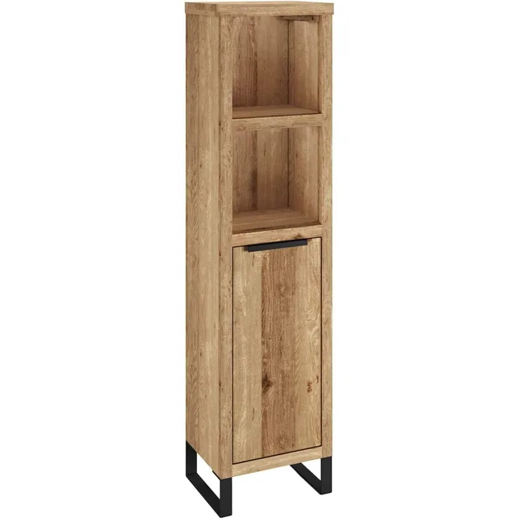 Hochschrank-Wildeiche massivum Sydney 1-türig 31x125x25 cm Hochschrank-Massivholz Badezimmermöbel-schmal Flurschrank Gäste-WC