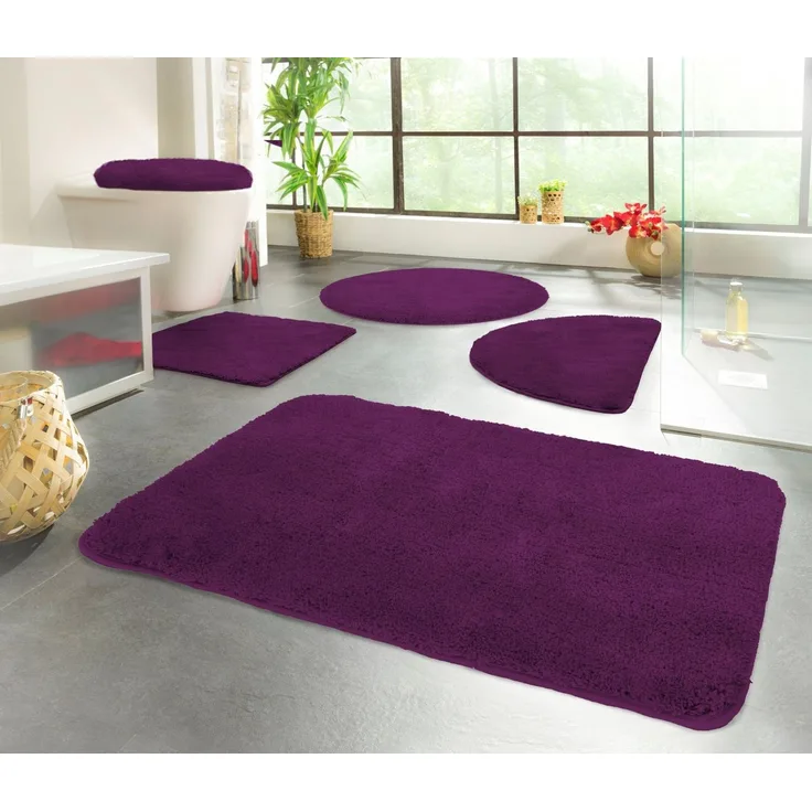 KiNZLER Badematte Chaozhou, Badvorleger, Badezimmer Teppich, Höhe 20 mm, rutschhemmend beschichtet, fußbodenheizungsgeeignet, Polyester, rechteckig, Badteppich, Uni Farben, weich, als rechteckig, rund & Set erhältlich