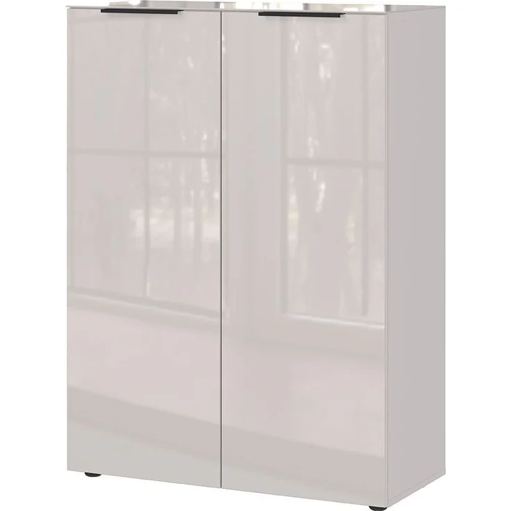 Schuhschrank Glarus / GW-Genova, Glas, Holzwerkstoff, Weiß, 87 x 120 x 40 cm – Bild 1