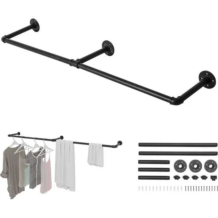 Youyijia Kleiderständer Kleiderständer Wandmontage 110cm Industrierohr Kleiderstangen für