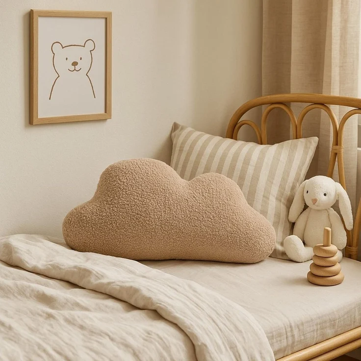 BABEES Dekokissen DEKOKISSEN Boucle Kuschelkissen Herz Wolke GROß 40x25, XXL 60x35 cm, Wolkenkissen Deko Kissen Geschenk Baby Kinderzimmer Babyshower – Bild 2