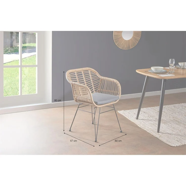 IDIMEX Esszimmerstuhl PARAMO, Esszimmerstuhl Gartenstuhl Küchenstuhl Korbstuhl Polyrattan mit Sitzki – Bild 2