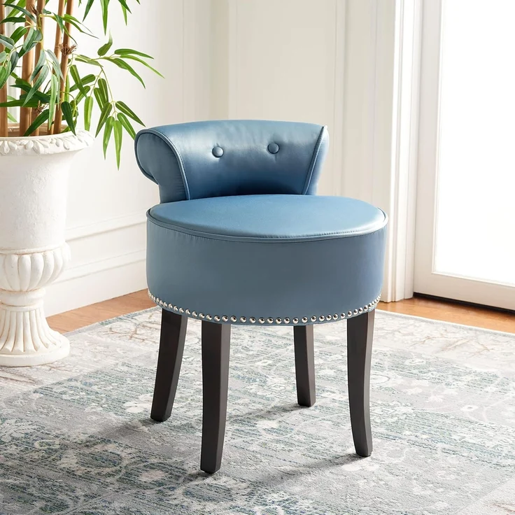 SAFAVIEH Contemporary Upholstered Vanity Chair, in Blue – Bild 2
