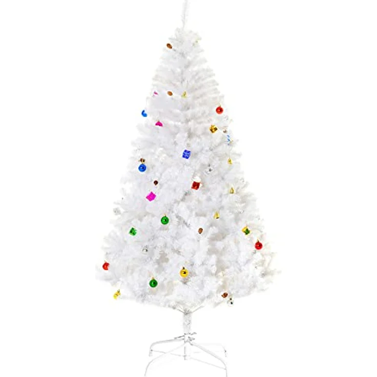 HOMCOM Künstlicher Weihnachtsbaum Künstlicher Weihnachtsbaum inkl. Metallständer, 105x180 cm (BxH), weiß – Bild 2