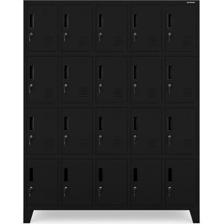 Jan Nowak Umkleideschrank 5B4A Fächerschrank Schließfachschrank mit 20 Fächern Wertfachschrank Metall Pulverbeschichtung 172 cm x 136 cm x 45 cm (H x B x T) (Schwarz) – Bild 5