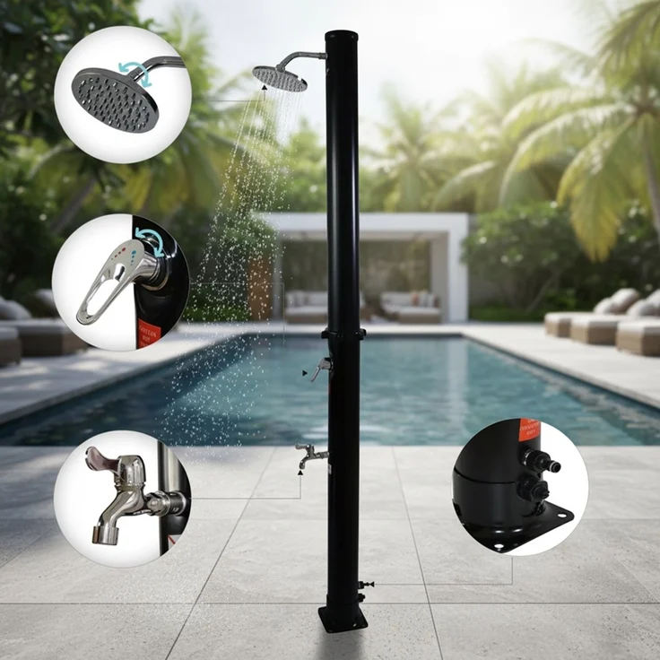 Solardusche 20L Schwarz Gartenbrause Fußdusche Camping Pool Regendusche Outdoor – Bild 7