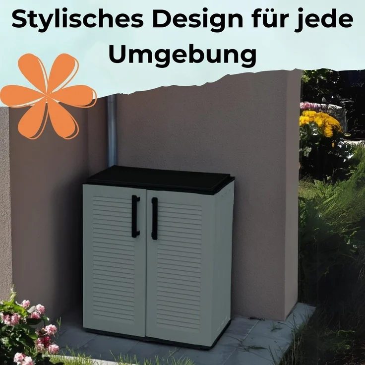 Gartenschrank Wetterfest, Kunststoff Grau, 68 x 37 x 84 cm – Bild 6