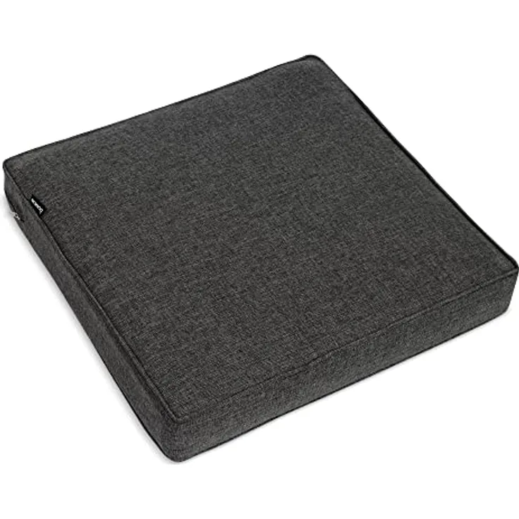 bomoe Outdoor Loungekissen 60x60cm, 8cm dickes Sitzkissen mit waschbarem Bezug, UV-beständig, anthrazit – ideal für Gartenmöbel und Rattan-Lounges