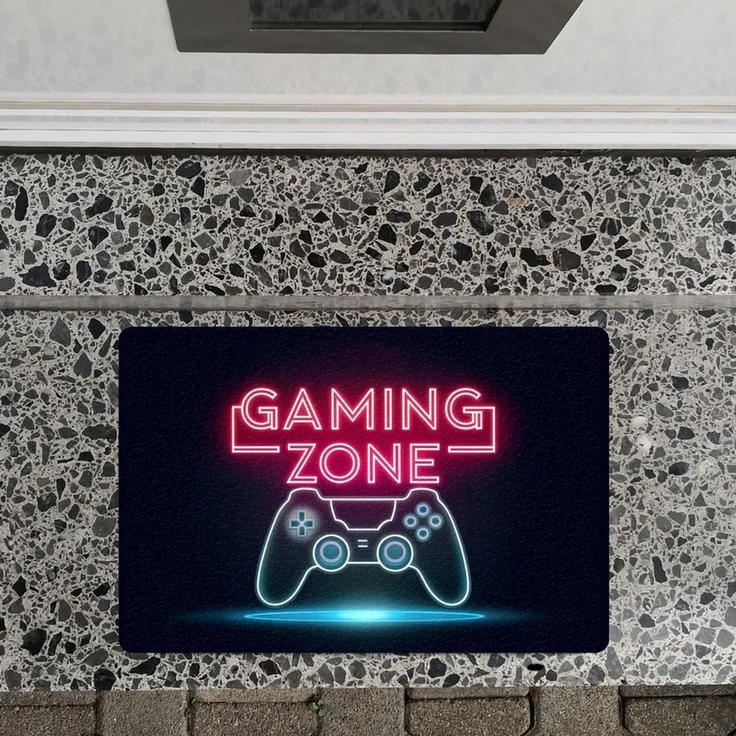 speecheese Fußmatte Gaming Zone Controller Fußmatte in 40x60 cm ohne Rand in Neonschrift – Bild 2