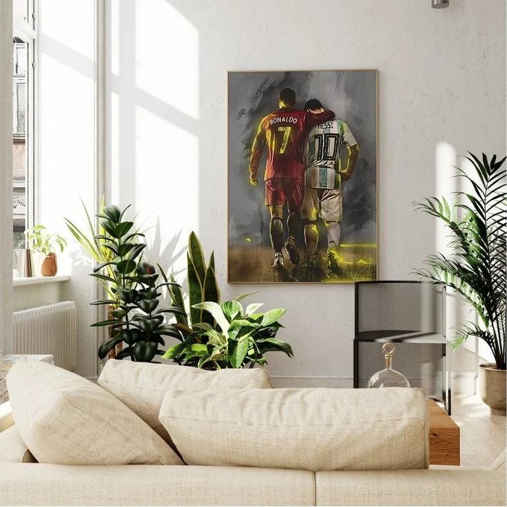 JUSTGOODMOOD Poster Premium ® Ronaldo & Messi Freunde Fußball Poster · ohne Rahmen – Bild 3