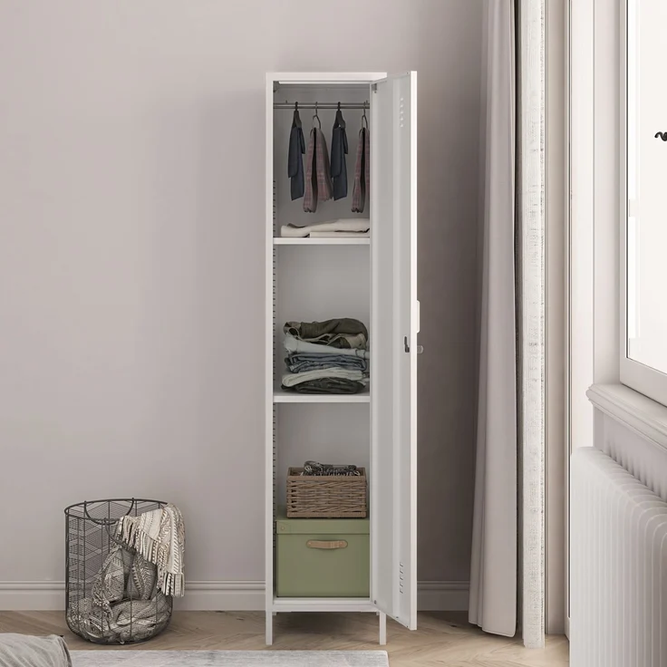 Kleiderschrank Seinäjoki 180x38x38 cm Weiß [en. casa] – Bild 3