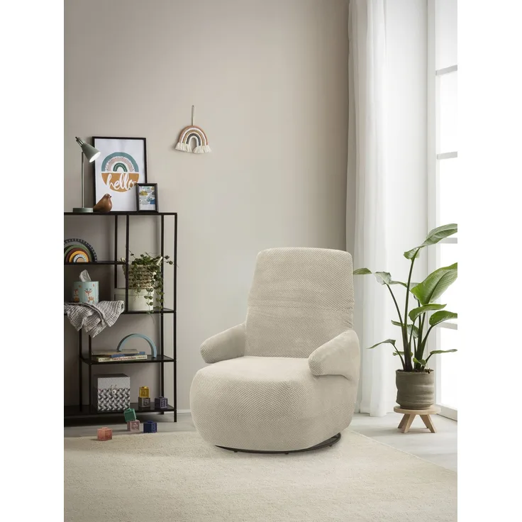 DOMO. collection Sessel 700015, Polstersessel, gepolsterte Rückenlehne, Rückenfunktion, Drehfunktion, Wippfunktion, Cocktailsessel, Loungesessel, 68 x 88 x 67 (BxTxH), beige