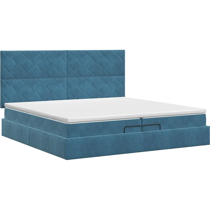 vidaXL Ottoman Bett mit Matratze Dunkelblau 200 x 200 cm Samt 3457819 – Bild 8