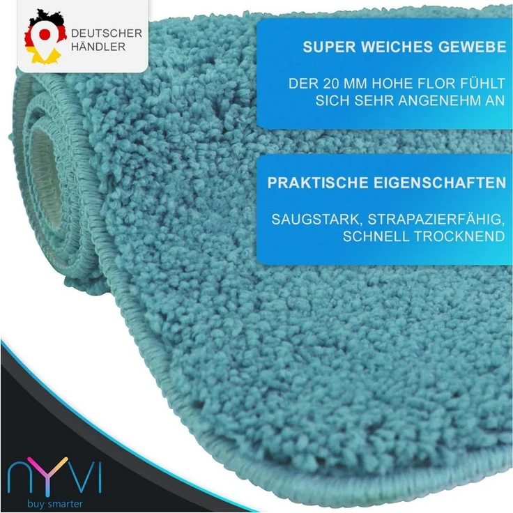 NYVI Badematte WC Vorleger ohne Ausschnitt NYVISpa Lasalle Aqua Toiletten Teppich, Höhe 20 mm, Polyester, Rutschfest, Saugstark, Schnell Trocknend, Fußbodenheizung geeignet – Bild 2
