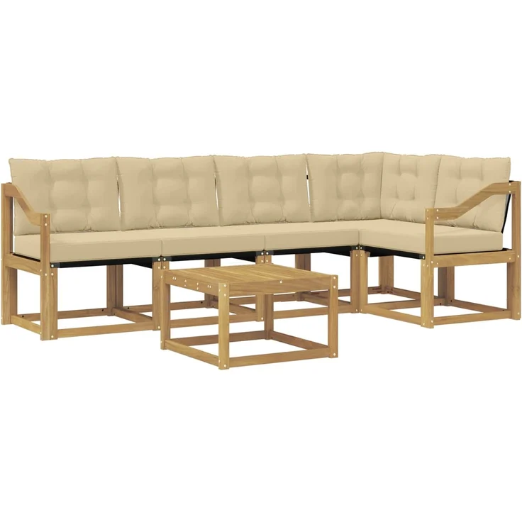 vidaXL Outdoor-Sofagarnitur 6 stk. 5-Sitzer Weiß und Beige 3389511 – Bild 2