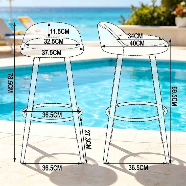 Moderne Bequemer Tisch Stuhl,Bar Hocker,Essstühl,Chatten Hocker(nur mit 1Pcs Hocker)--Dunkelgrau--36.5x36.5x78.5cm--YOUDENOVA – Bild 5