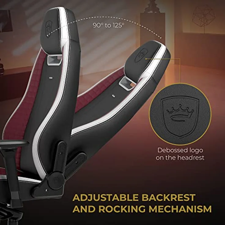 noblechairs LEGEND Gaming Stuhl, ergonomischer Bürostuhl mit PU-Kunstlederbezug in Schwarz/Weißen/Roten Farbkombinationen, bis 150 kg belastbar, Kaltschaumpolsterung, 60-mm-Rollen für alle Bodenarten – Bild 5