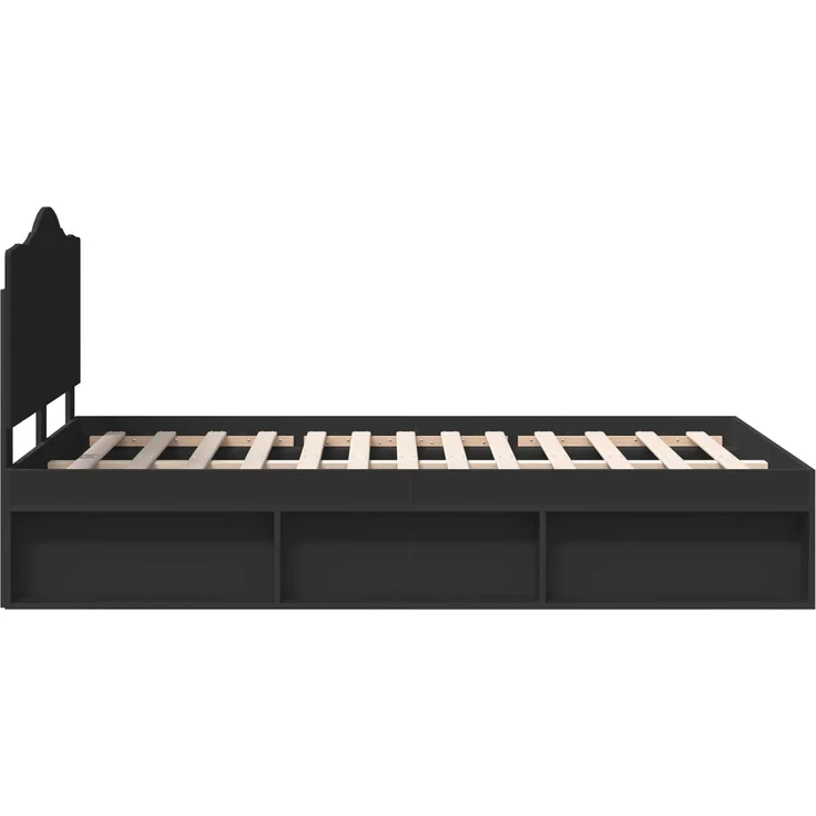 vidaXL Bettrahmen Schwarz 135 x 190 cm Massives Kiefernholz 3413318 – Bild 7