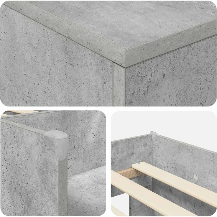 vidaXL Loft Bettgestell mit Schrank 3 Stk. Betongrau Holzwerkstoff 3423377 – Bild 6