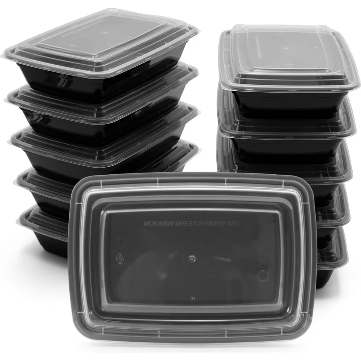 BigDean Lunchbox Wiederverwendbare Meal Prep Boxen mit Deckel (10 Stück), Kunststoff, (Set, 10-tlg, Meal-Prep Boxen), Auslaufsicher, Kompakt, Stapelbar, Mikrowellen & Spülmaschinenfest. – Bild 9