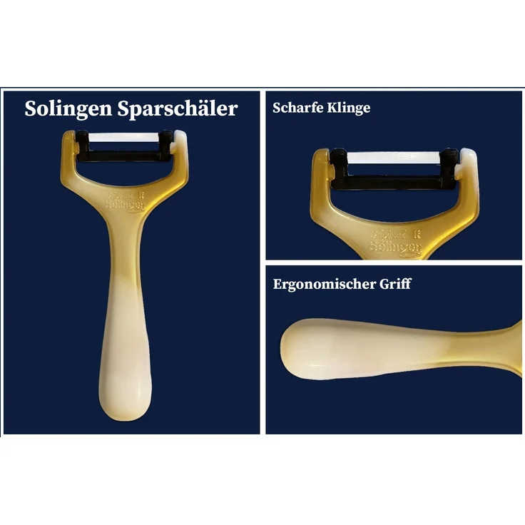 SMI Schälmesser SMI 12-tlg Solingen Schälmesser Sparschäler Gemüsemesser Obstmesser, Küchenmesser Wellenschliff - Gold-Weiß – Bild 6