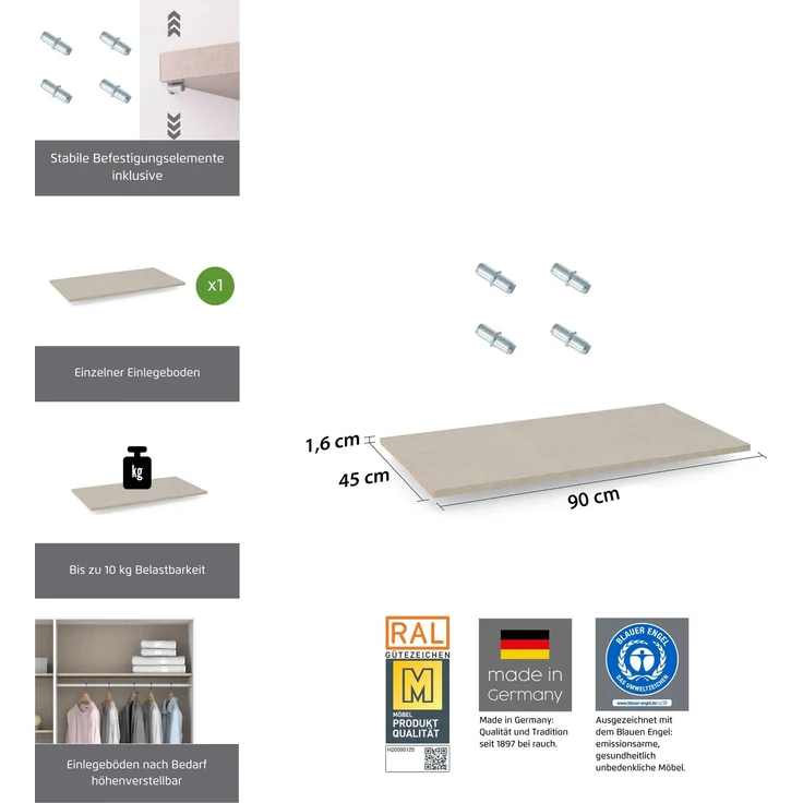 rauch Zubehör, Einlegeboden, für Kleiderschränke von rauch mit einer Elementbreite von 93 cm – Bild 3