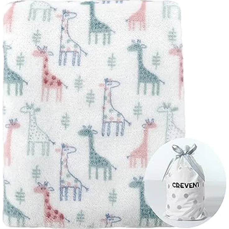 CREVENT Niedliche seidige Plüsch-Babydecke für Mädchen und Jungen, Kleinkinder, Neugeborene, Kinderbett, Kinderbett, Kinderwagen, Geschenk für alle Jahreszeiten, Elfenbeinfarben – Bild 2