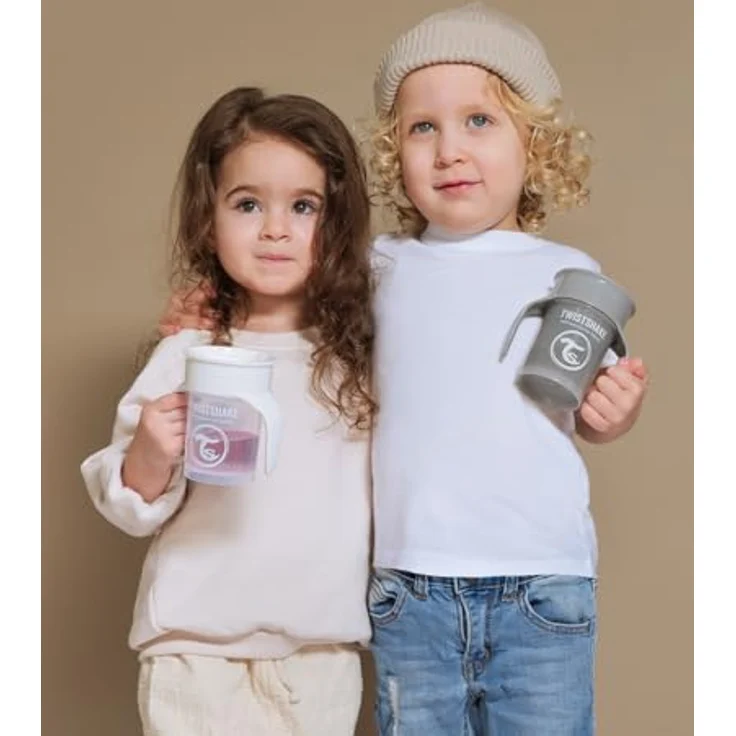 Twistshake 2x Auslaufsicherer Baby 360 Trinkbecher mit Silikondichtung - 230ml | Trainingsbecher für Kinder | Trinkflasche | BPA-Frei | Rosa Grau – Bild 5