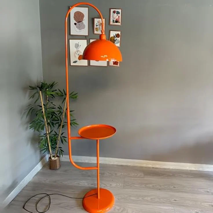 Bamyum Stehlampe Moderne Stehlampe aus Metall mit E27, verstellbarer Lampenschirm, ohne Leuchtmittel, E27, verstellbarer Lampenschirm, Stehluchte mit Ablage – Bild 5