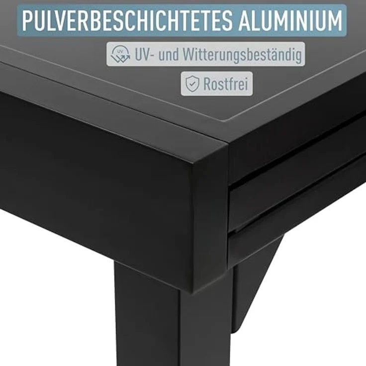ib style Gartentisch Diplomat Quadro Ausziehtisch 90 - 180 cm silber (Tisch), Gartentisch - ESG-Sicherheitsglas - Aluminium - ausziehbar – Bild 4