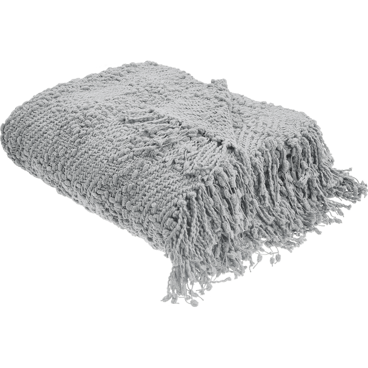 Beliani 'VELLA' Kuscheldecke, Baumwolle grau, 220x240 cm