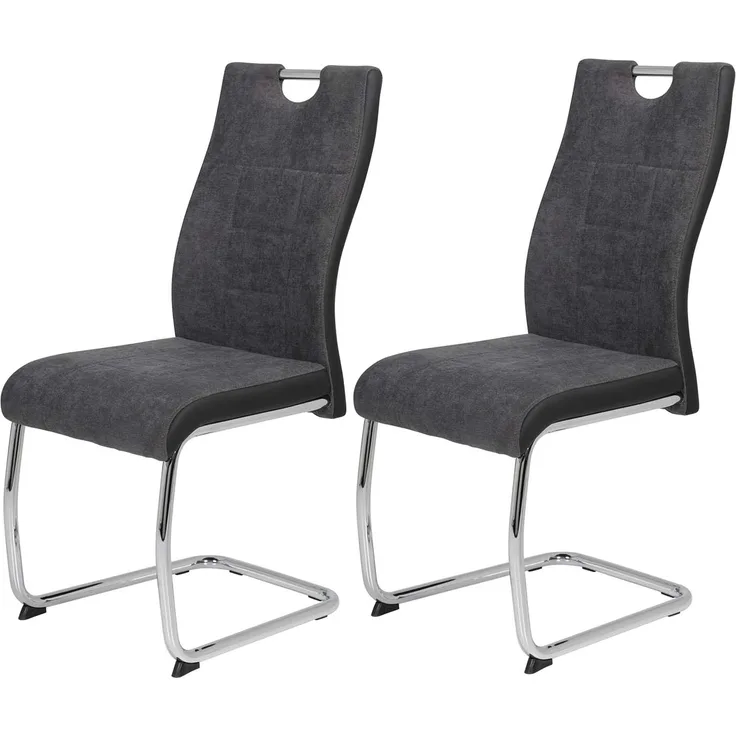 2er Set Schwingstuhl Alina - Webstoff Anthrazit