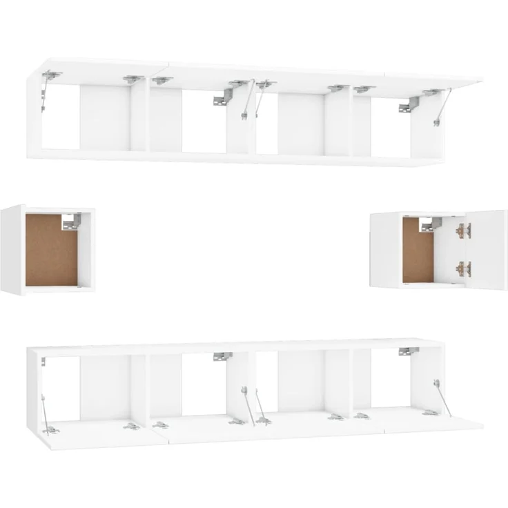 6-tlg. TV-Schrank, TV banc Weiß Holzwerkstoff – Bild 5