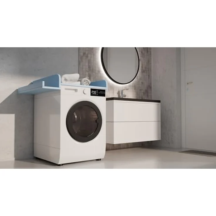 regalik Wickelaufsatz für Waschmaschine – Wickelauflage 60x70 cm – Laminierte Holzplatte – Hellblau – 82 x 72 x 10 cm – Sicherer & Platzsparender Wickeltischaufsatz – Bild 6