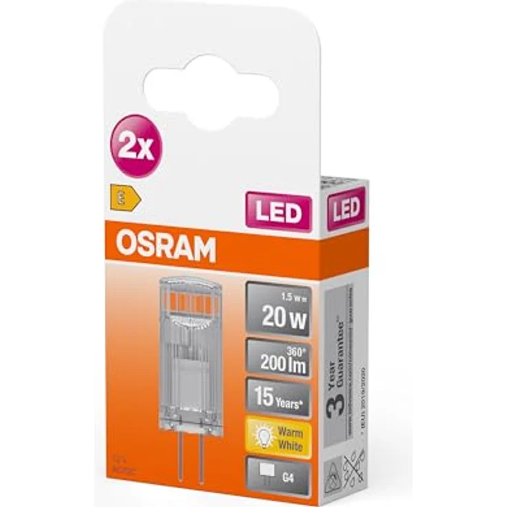 OSRAM G4 LED-Stiftsockellampe 1,5W, warmweiß 2.700K, klar, 2er-Pack – Bild 3