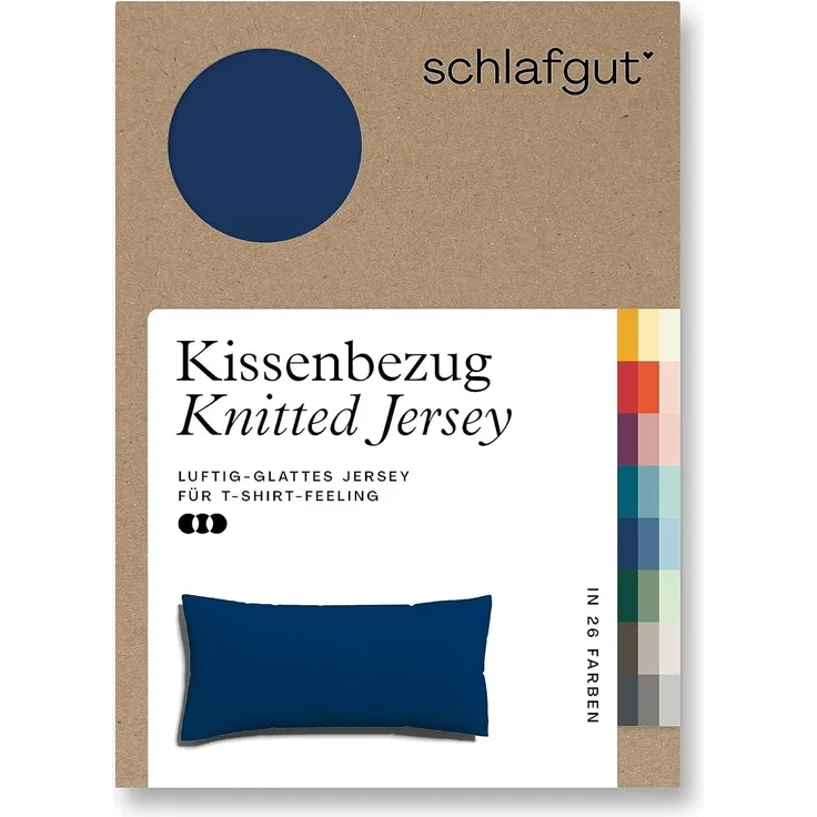 Schlafgut Kissenbezug Knitted Jersey aus Bio-Baumwolle mit Elasthan, bügelfrei, (1 Stück), besonders fein gestrickt, Kissenhülle mit farbigem Reißverschluss