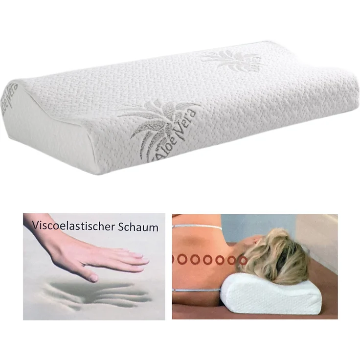 Nackenstützkissen "kühlende Gel Einlage" ( 60cm x 30cm x 10/7cm ), Nackenkissen mit Memory Foam, Aloe Vera veredelter Bezug, Gesundheitskissen – Bild 3