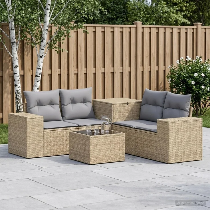 vidaXL Sofa Set 6 stk. Beige und Hellgrau 55 x 55 x 37 cm 3447575 – Bild 1