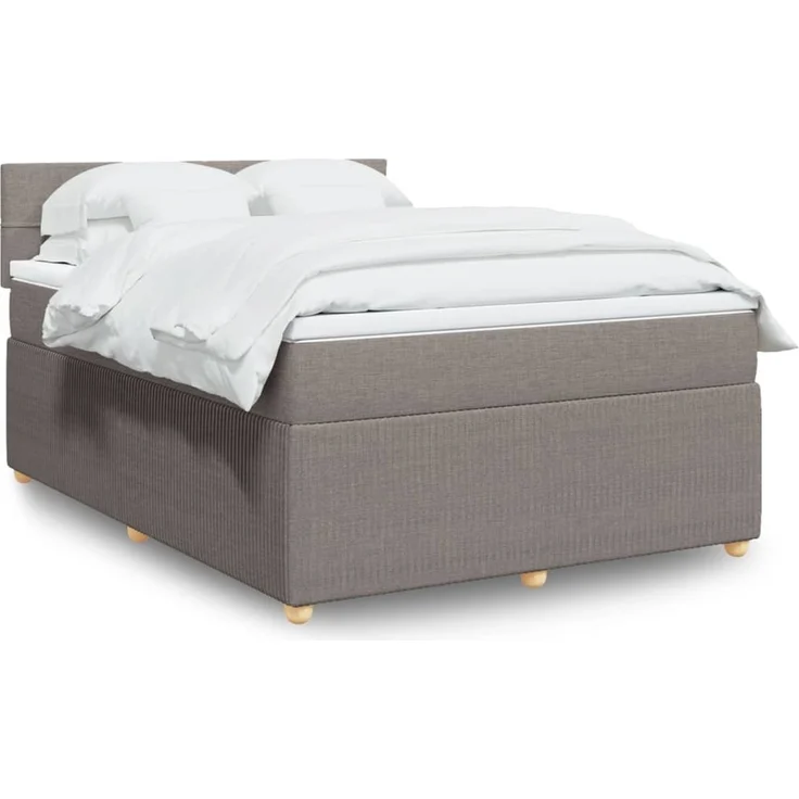 vidaXL Boxspringbett mit Matratze Taupe 140x190 cm Stoff 3287455 – Bild 1