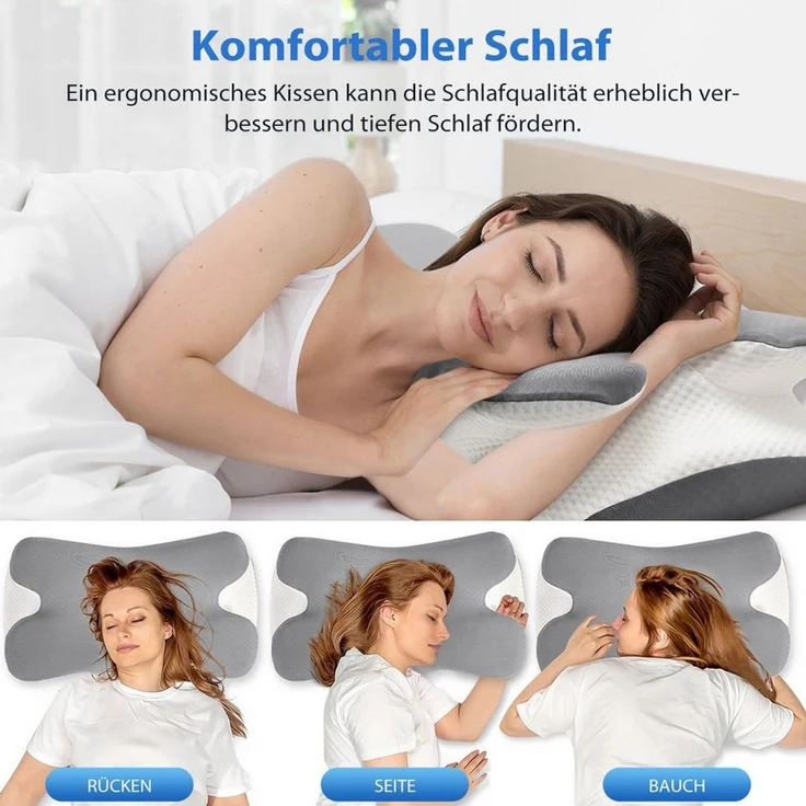 Simloveve Nackenstützkissen kühlendes Kopfkissen,Seitenschläferkissen,Orthopädisches Kissen, Füllung: Memory Foam, Rückenschläfer, Seitenschläfer, Bauchschläfer, Ergonomisches Kopfkissen, Nackenkissen OEKO-TEX® Standard 100 & CertiPUR-US Zertifiziert, ...