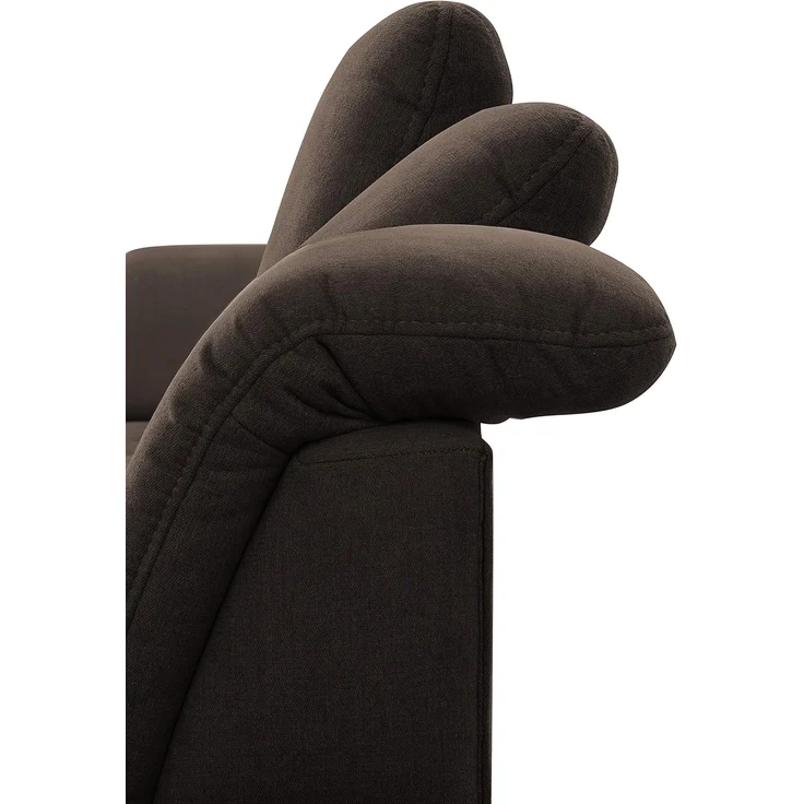 CAVADORE U-Form Lexi mit XXL-Longchair / Inkl. Bett, Bettkasten, Stauraum und Kopfteilfunktion / Leichte Fleckenentfernung dank Soft Clean / 329x82-99x224 / Flachgewebe: Braun – Bild 5