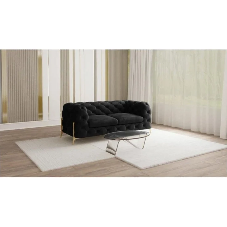 S-Style Möbel Chesterfield-Sofa Ashley Chesterfield Sofa mit Goldene Metall Füßen, mit Wellenfederung