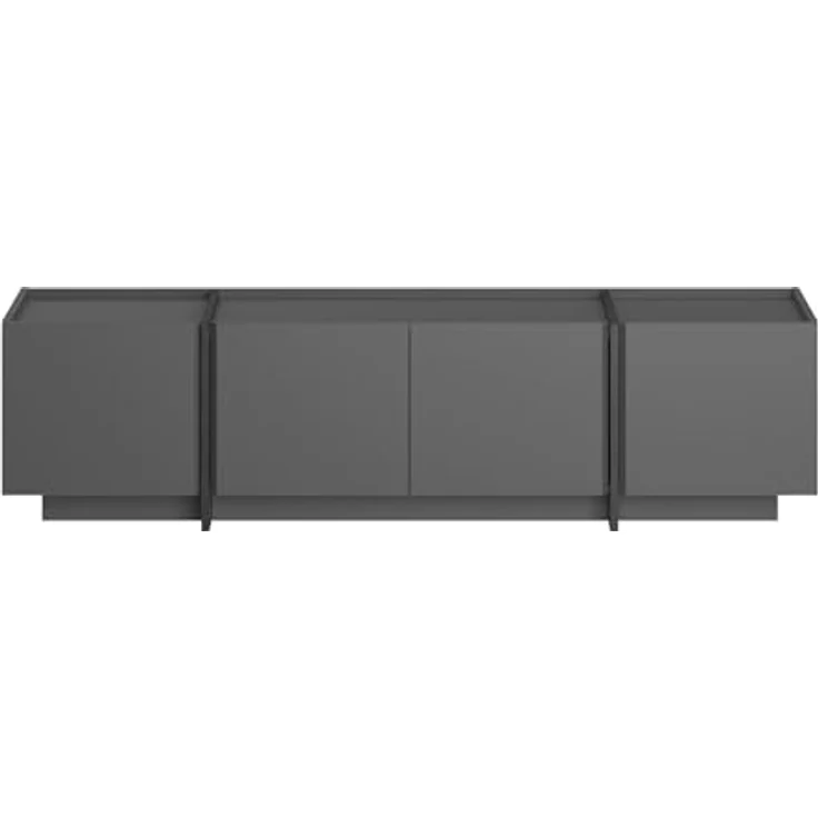 Modern TV Stand, Anthracite & Black, 180 x 46 x 35 cm | 100% Melamine Coated Particle Board, 18 mm Thick | Soft-Close Hinges, Stylish Design for Living Room & Entertainment Spaces – Bild 7