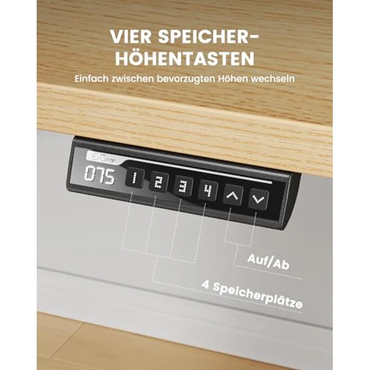 ErGear Höhenverstellbarer Schreibtisch-160x80 cm,100 KG Tragkraft Elektrischer Schreibtisch mit Fortgeschrittenem Bürstenlosem Motor, Leise Funktion, Robuster Metallrahmen, Vierteilige Tischplatte – Bild 7