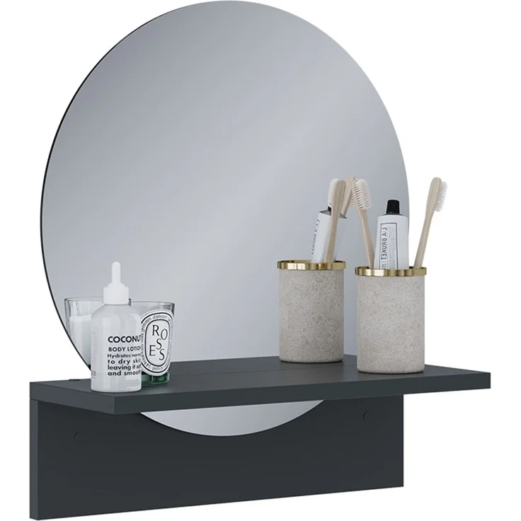 Badezimmerspiegel Elyra Schwarz 40 x 47.5 cm mit Ablage Vicco – Bild 6