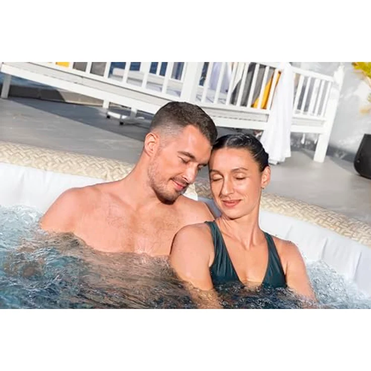 Bestway LAY-Z-SPA® Energiespar-Whirlpool Rome AirJet™ für 7 Personen, 201 x 201 x 71 cm, mit App-Steuerung, integrierter UltraFit™-Pumpeneinheit und Sandmarmor-Optik – Bild 6